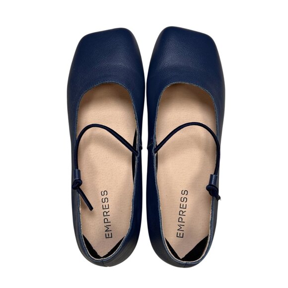 Empress Square Toe Flat US 9 EU 40 Navy Cushioned Ballet Office School Casual - Picture 1 of 8